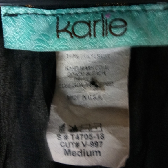 Karlie M Black Bronze Dots Dressy Tunic Top - Picture 2 of 3